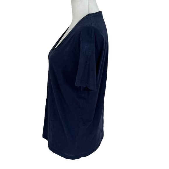 Hope by Ringstrand Soderberg V-Neck Tee Shirt Women’s Size 2 Navy Blue Cotton - Picture 6 of 9